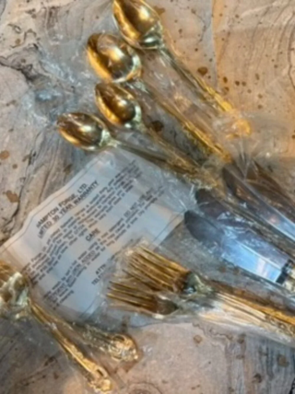 H.F. LTD Versailles 24kt Gold plated Stainless Flatware Set NWB